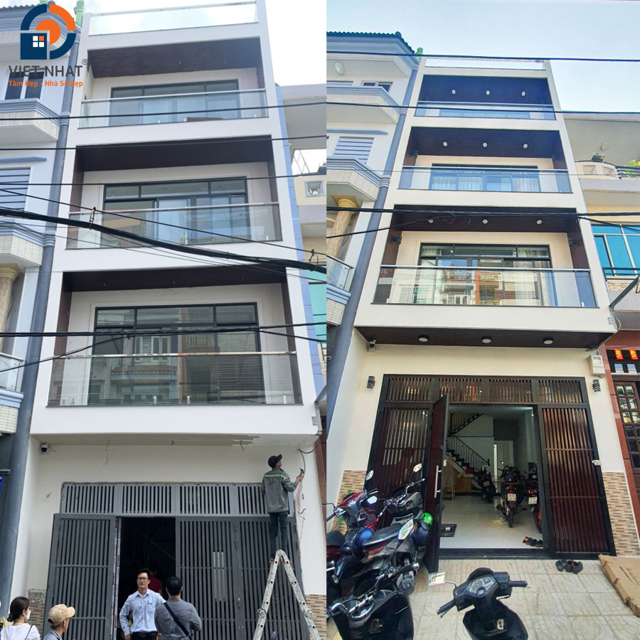Thi công hoàn thiện và bàn giao nhà phố 4 tầng sân thượng nhà chú Phúc Quận Tân Phú 