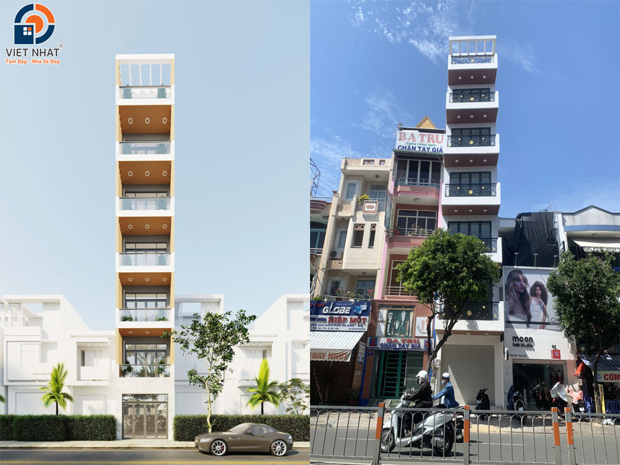 Xây dựng nhà phố 6 tầng tum sân thượng nhà cô Nguyệt Quận Bình Thạnh 